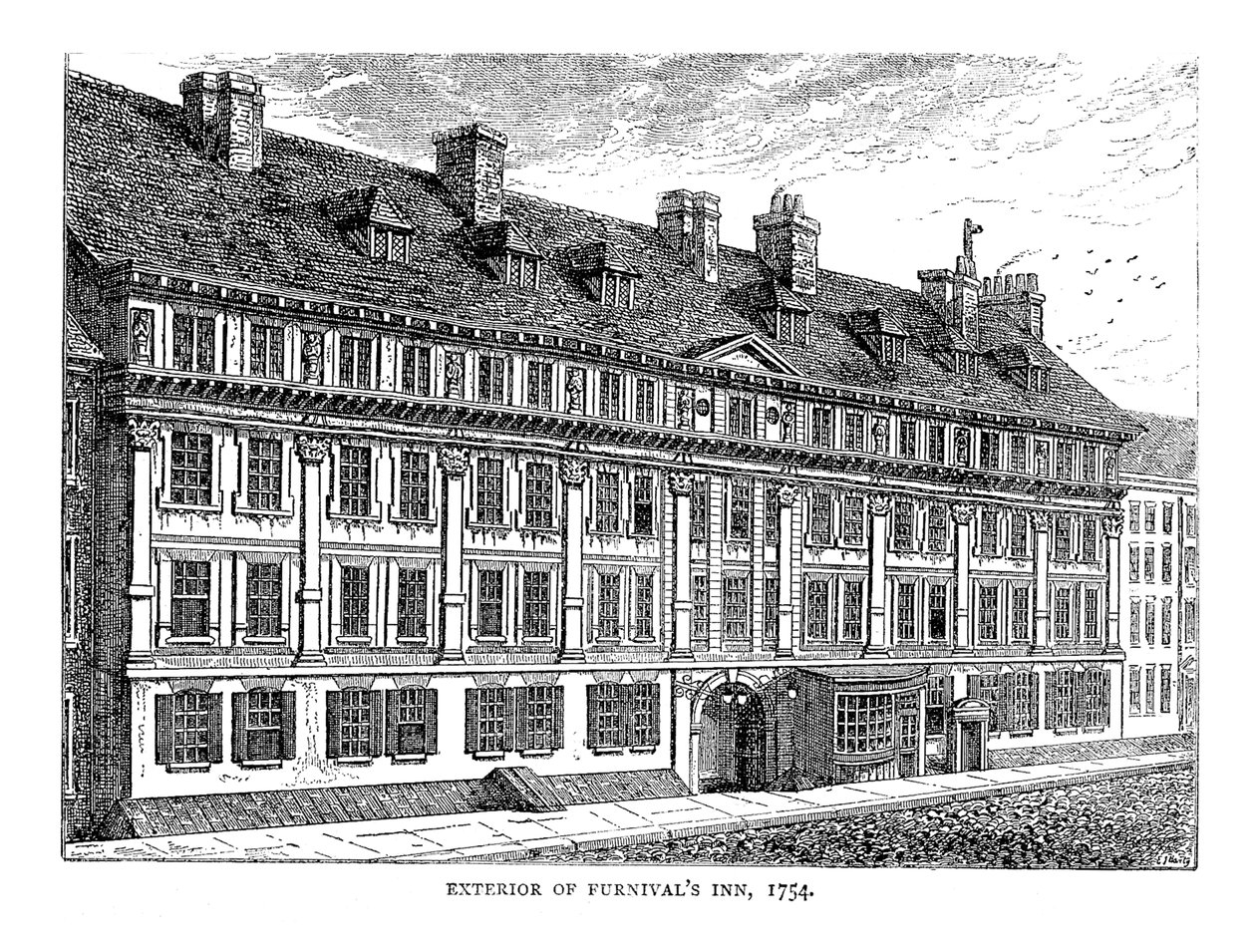 Furnivals Inn的外观。 1754年 作者 不明