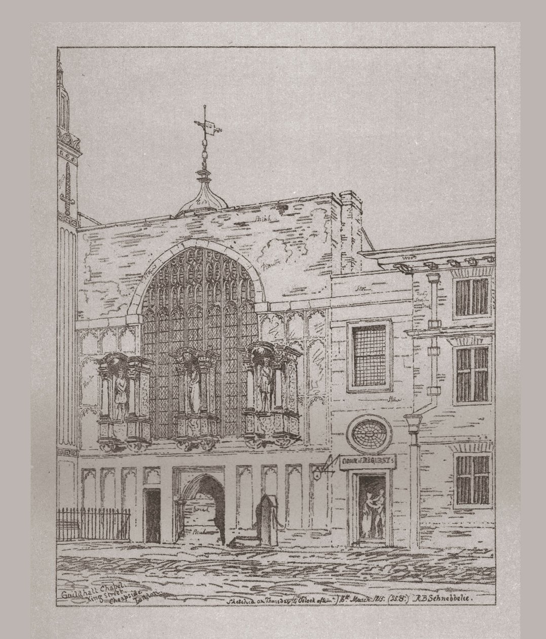 市政厅礼拜堂的外观，1815年，1886年 作者 不明