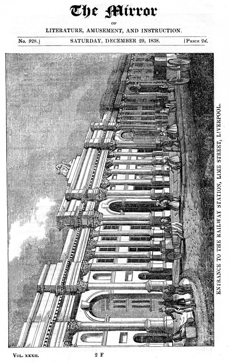 利物浦莱姆街车站立面，1838年 作者 不明
