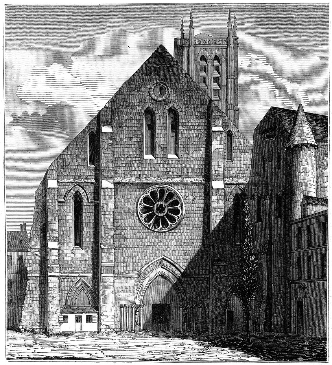 Sainte-Geneviève修道院的古代教堂的正面，巴黎，法国，1849年 作者 不明