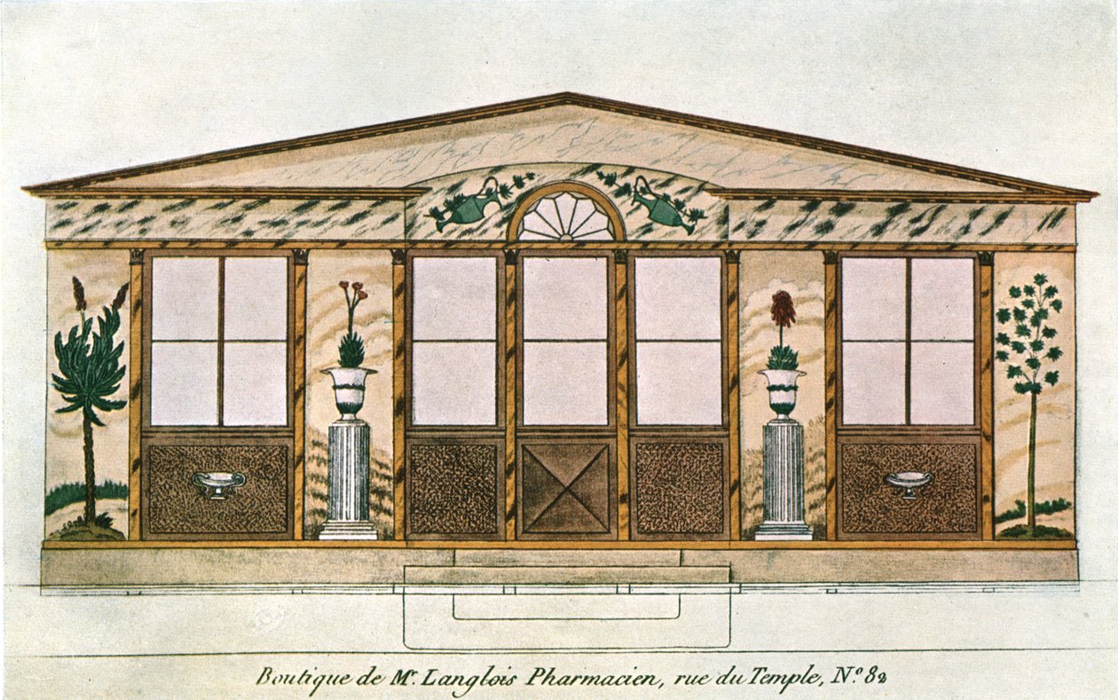 法国巴黎Langlois药剂师商店的门面画，1928年。 作者 不明