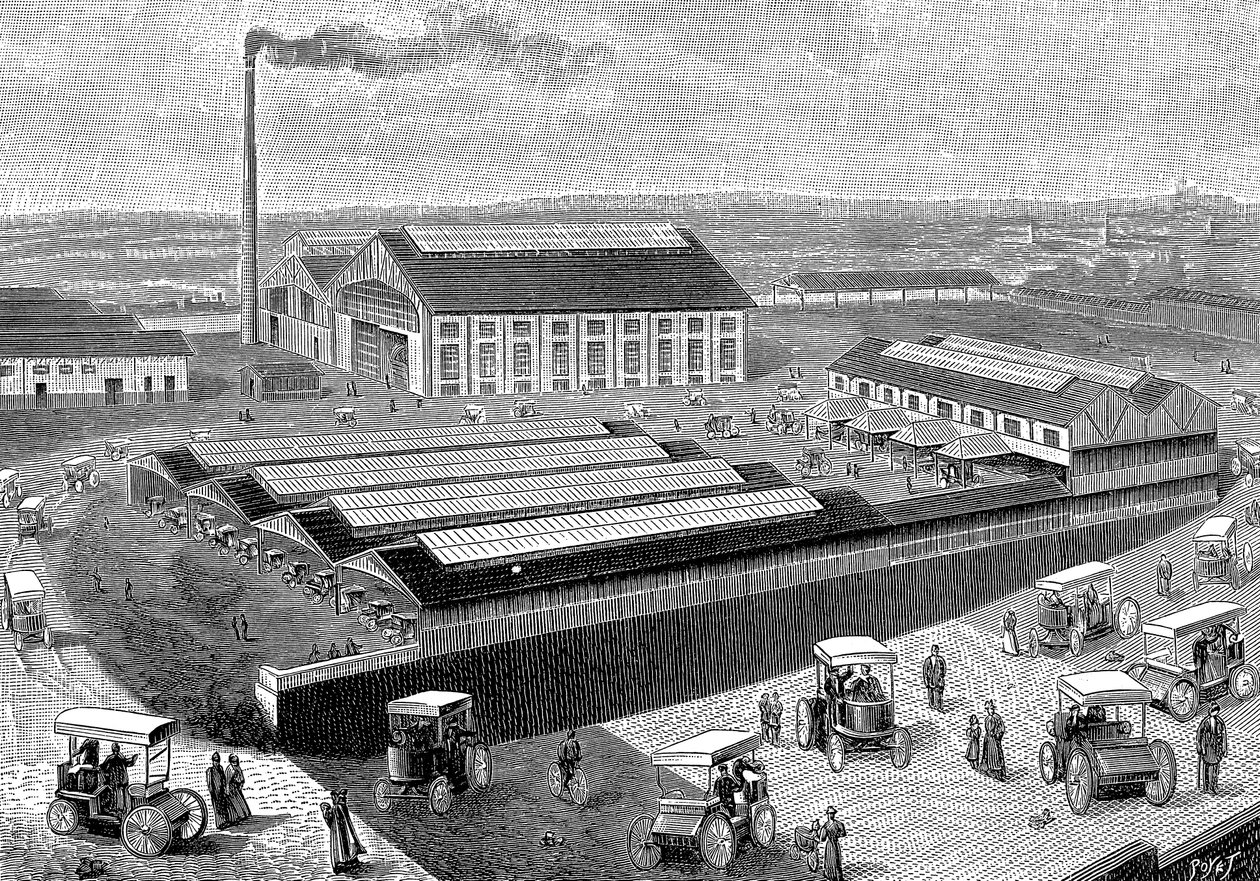 电动驾驶室的制造，充电和维修工厂，法国奥伯维利尔，1899年 作者 不明