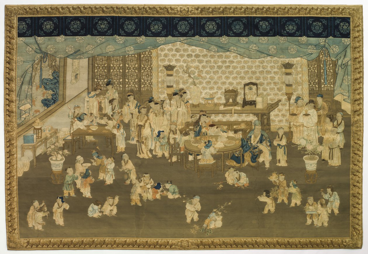 1700年代新年早晨的家庭聚会。 作者 不明