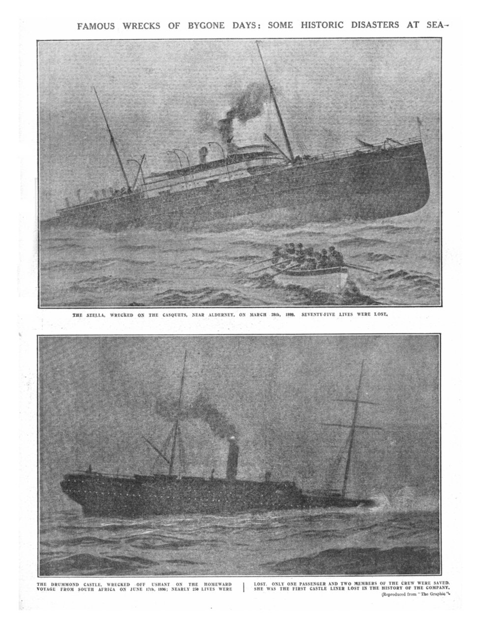 1912年4月20日，著名的昔日残骸：海上的一些历史性灾难。 作者 不明