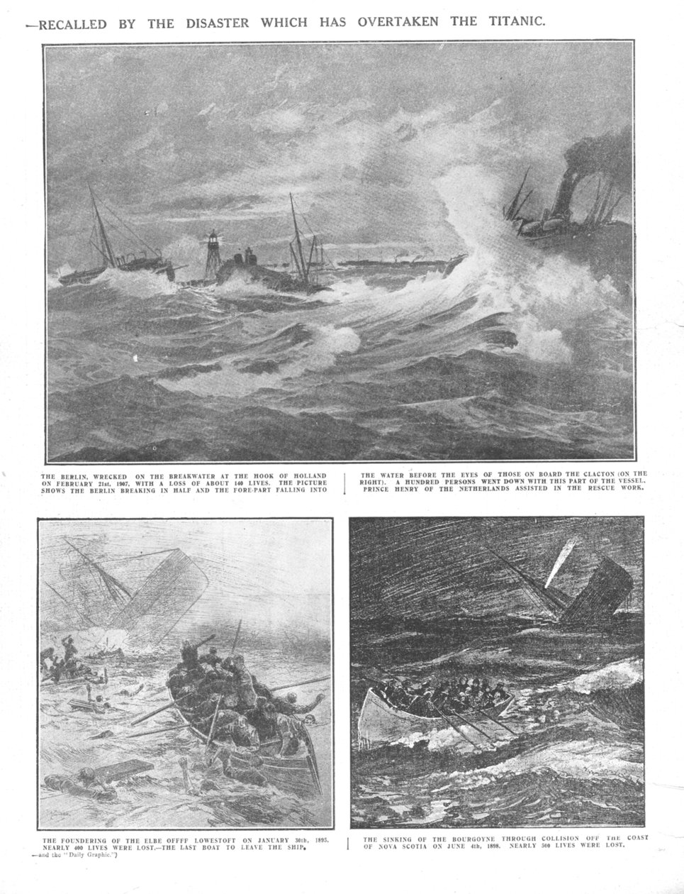 1912年4月20日，著名的昔日残骸：海上的一些历史性灾难。 作者 不明