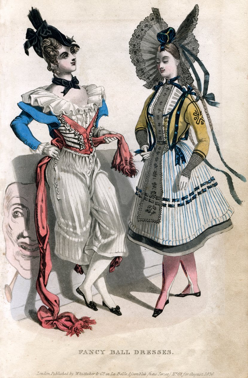 化装舞会礼服，1830年 作者 不明