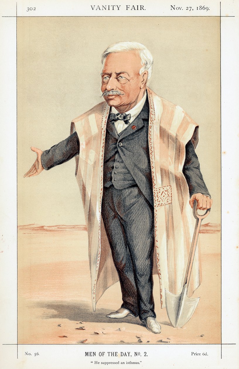 费迪南德·德莱塞普（Ferdinand de Lesseps），法国外交官和企业家，1869年 作者 不明