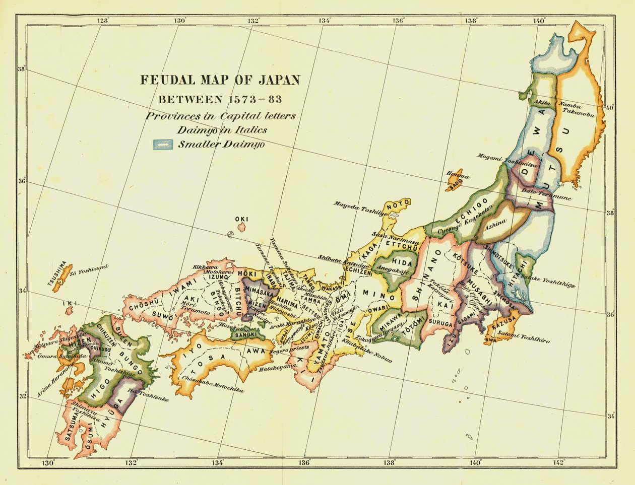 1573年至83年之间的日本封建地图，1903年。 作者 不明