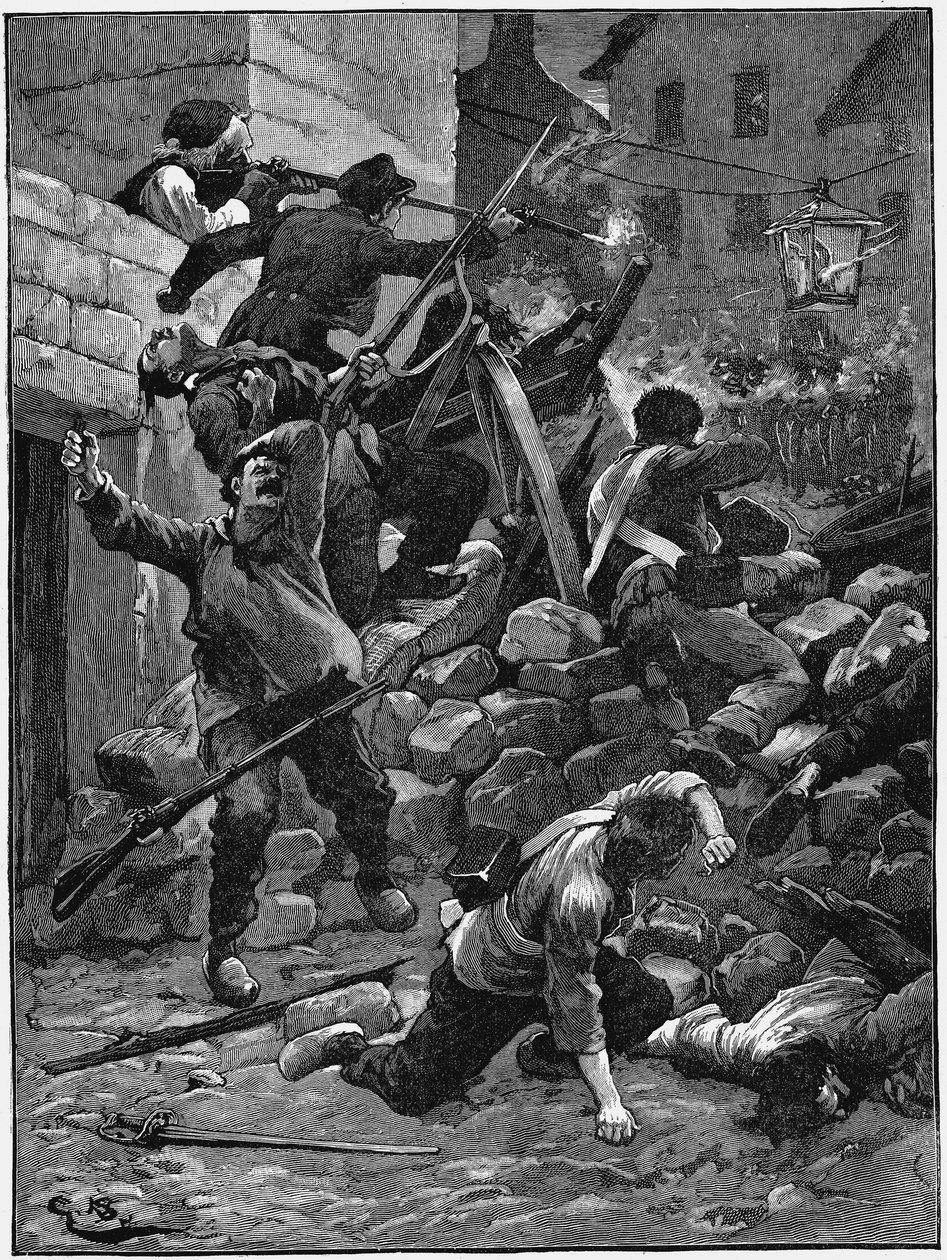 在路障上战斗，法国七月君主制，1848年c1885年 作者 不明