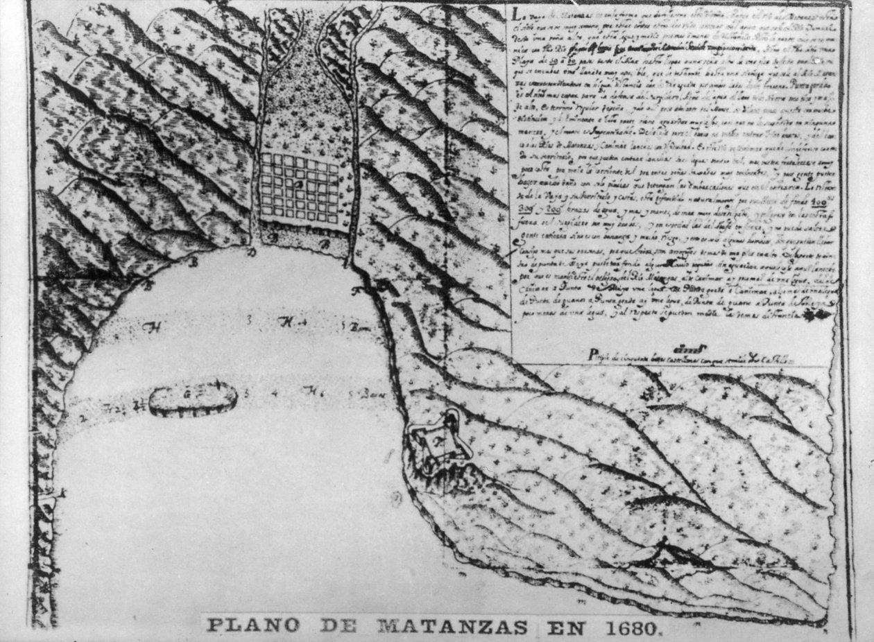 马坦萨斯（Matanzas）的第一幅画，1680年，1920年代 作者 不明