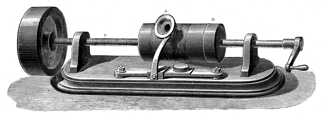 爱迪生留声机c1877 c1880的第一个模型。 作者 不明
