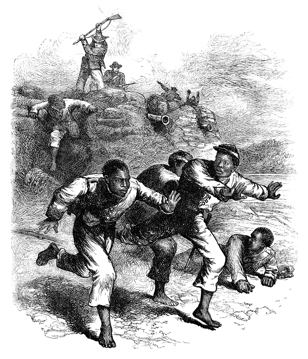 美国内战，田纳西州皮尔洛堡，黑人联盟士兵的飞行，1864年c1880 作者 不明