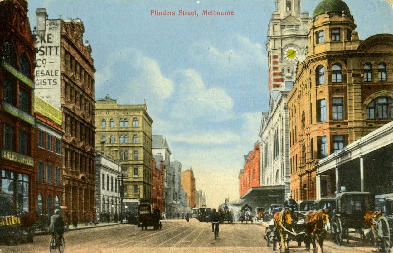弗林德斯街（Flinders Street），墨尔本，维多利亚，澳大利亚，c1900年代 作者 不明