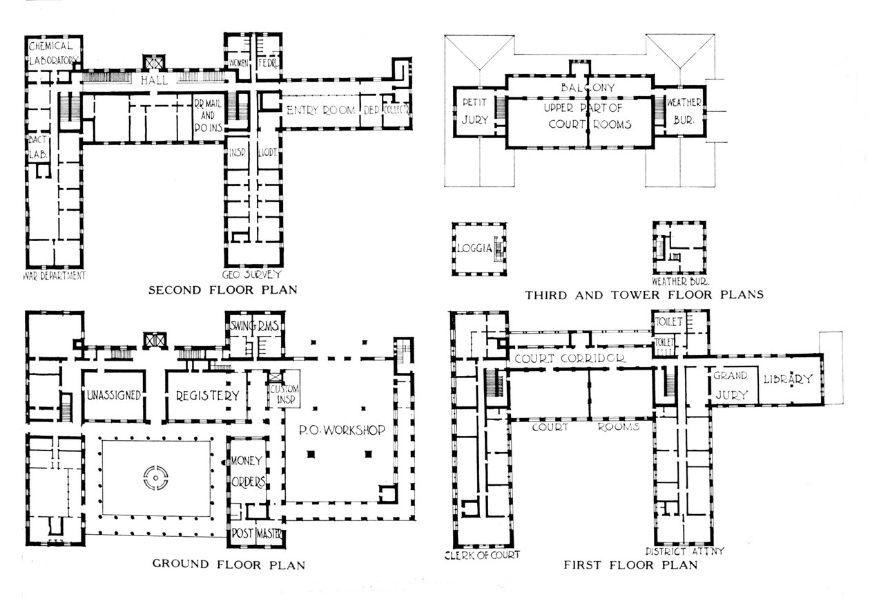 夏威夷檀香山联邦大楼平面图，1924年 作者 不明