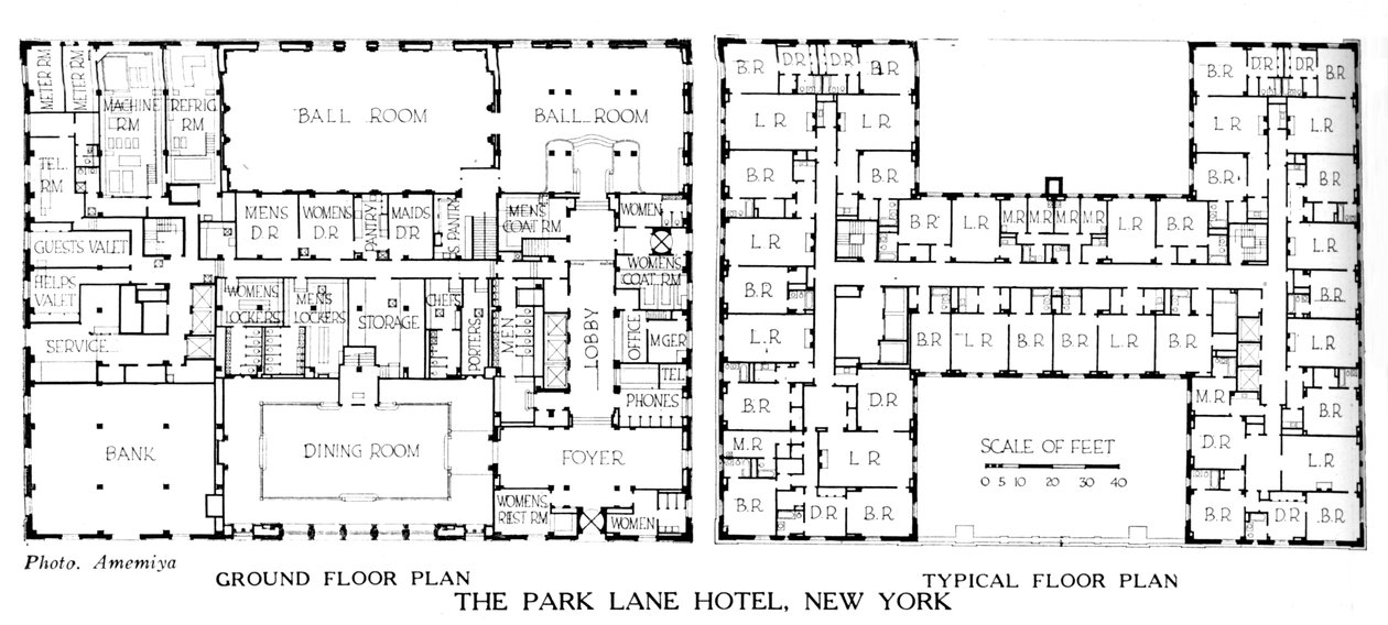 平面图，公园巷酒店，纽约，1924年 作者 不明