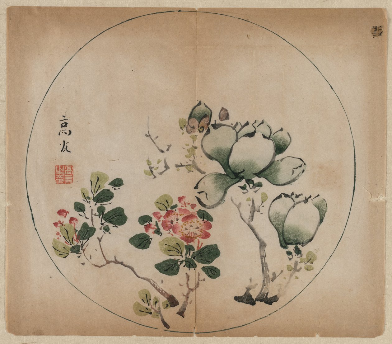开花的木兰和桃花，1368-1644年。 作者 不明
