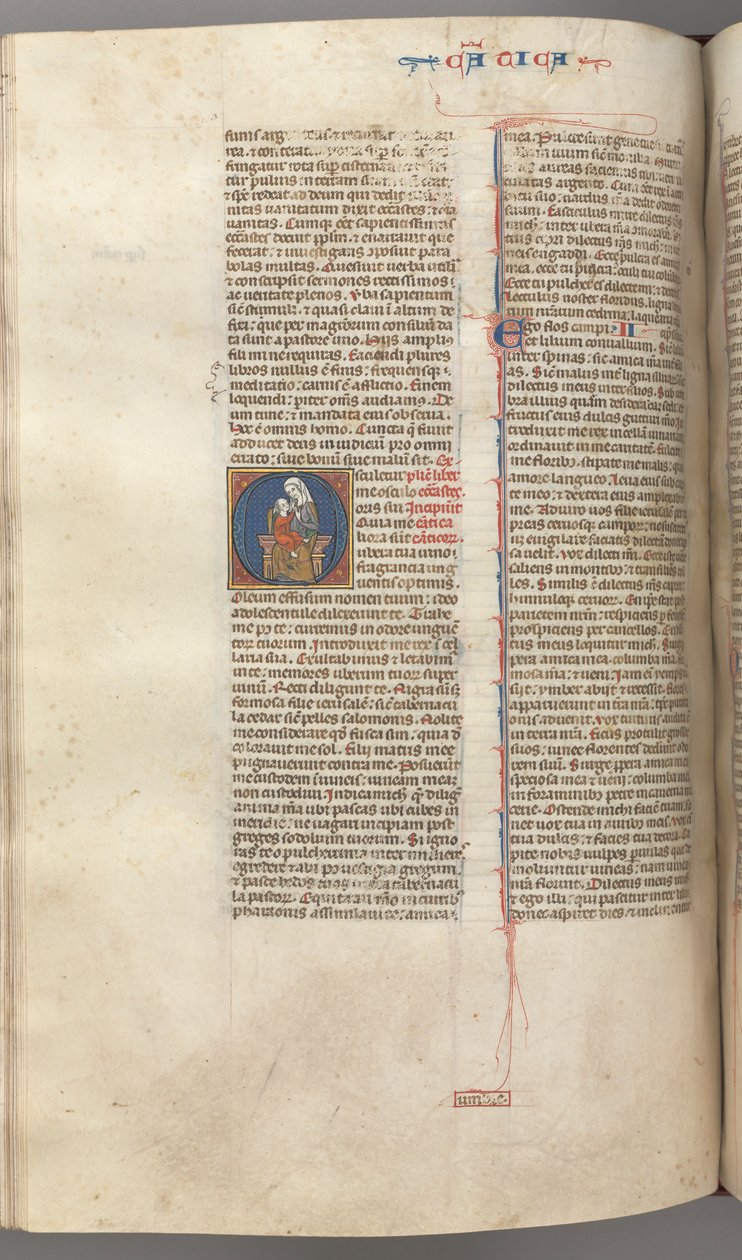 大声笑249v，《歌曲之歌》，首字母O，theVirgin and Child，c。 1275-1300。 作者 不明