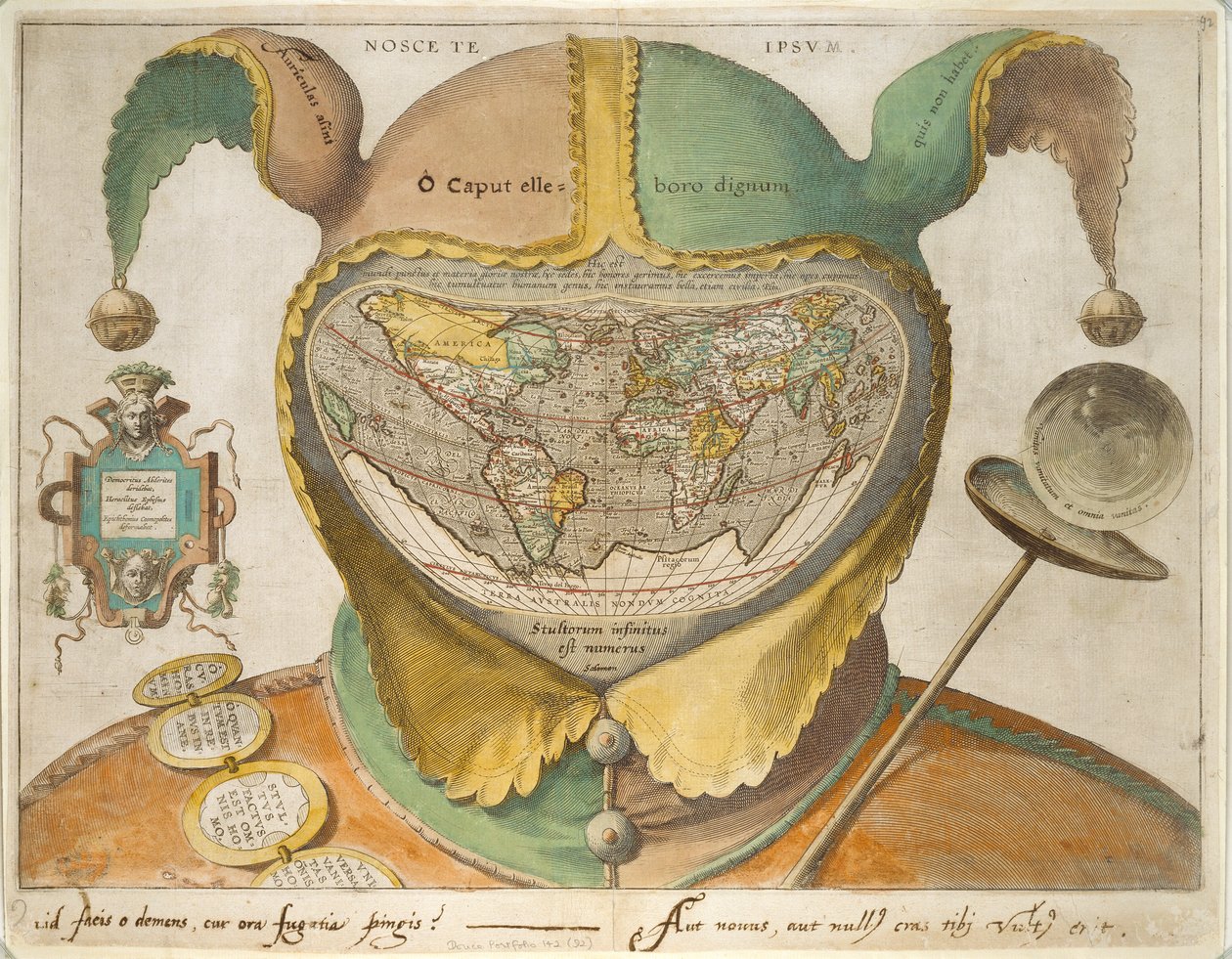 傻瓜帽世界地图，约1590年 作者 不明