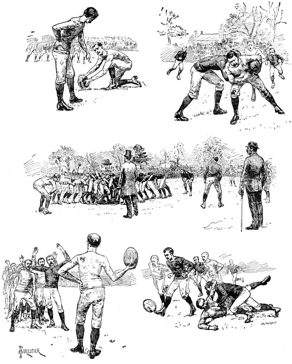 足球素描，1887年 作者 不明