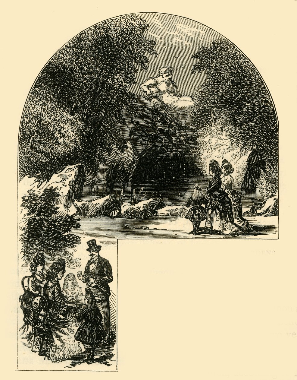 萨里花园的喷泉，c1878年。 作者 不明