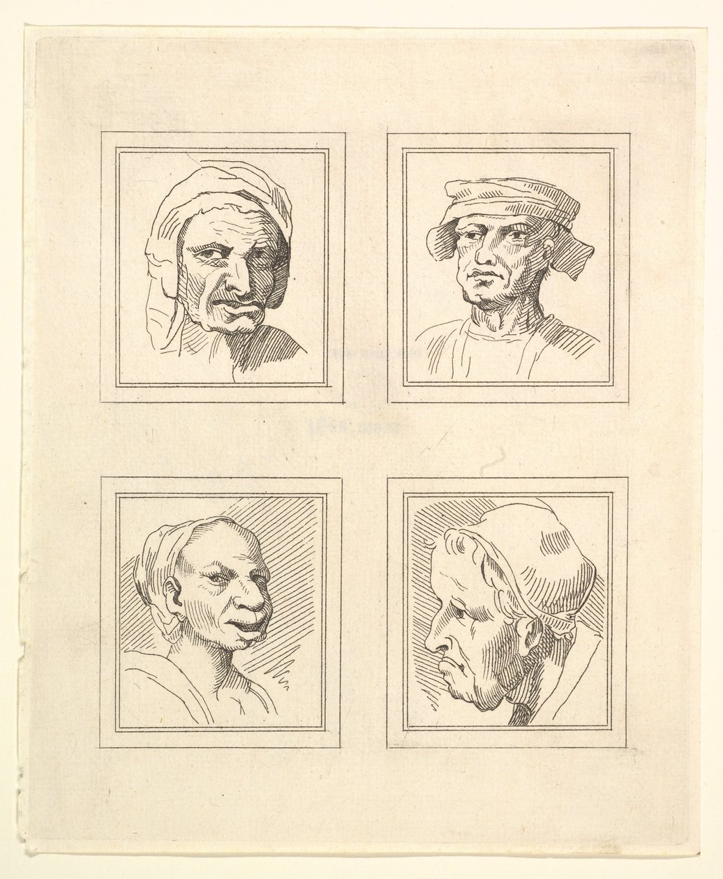 1786年，莱昂纳多·达·芬奇（Leonardo da Vinci）的《 Characaturas的四个头像》，温塞尔斯劳斯·霍拉尔（Wincelslaus Hollar）的《素描》，1786年。 作者 不明