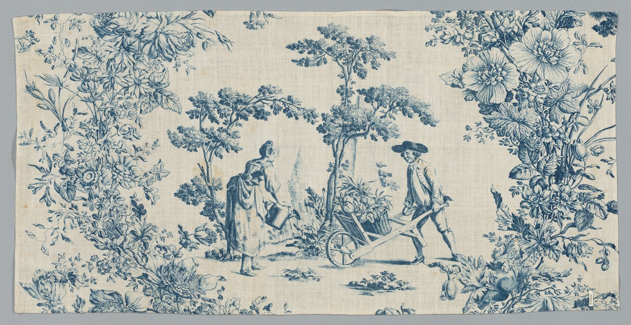 棉花印刷品的碎片，约1785年。 作者 不明