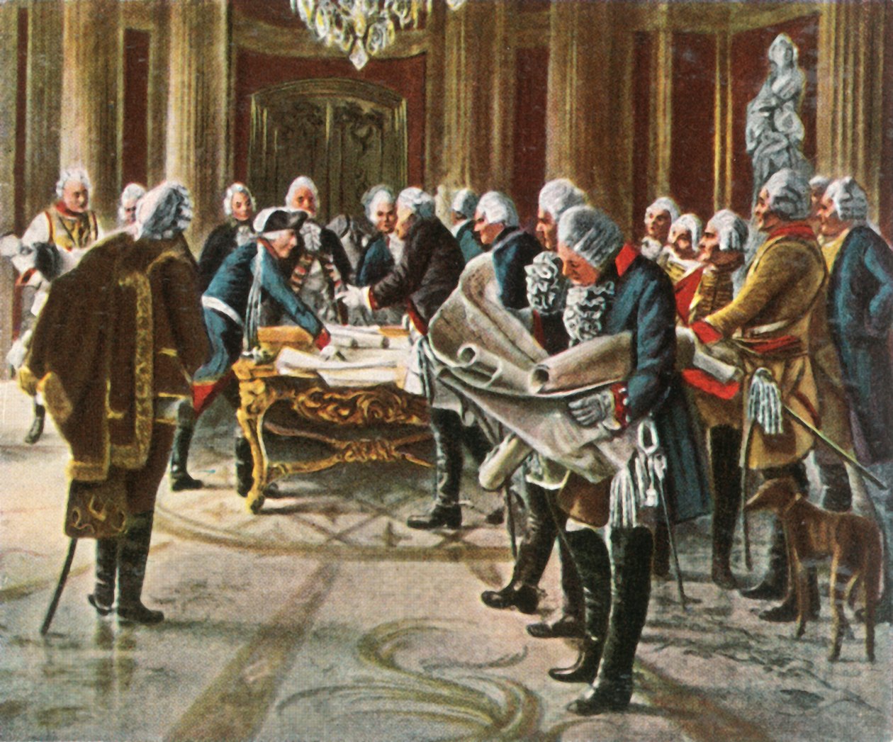 腓特烈大帝（Frederick the Great）于1936年8月与他的将军们举行了一个军事委员会。 作者 不明