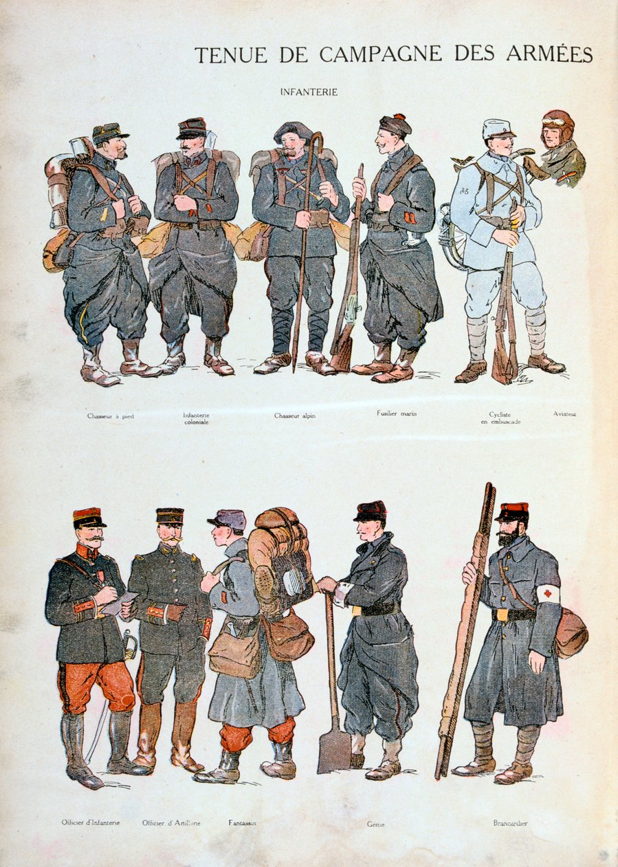 法国军队制服，第一次世界大战，1914年 作者 不明
