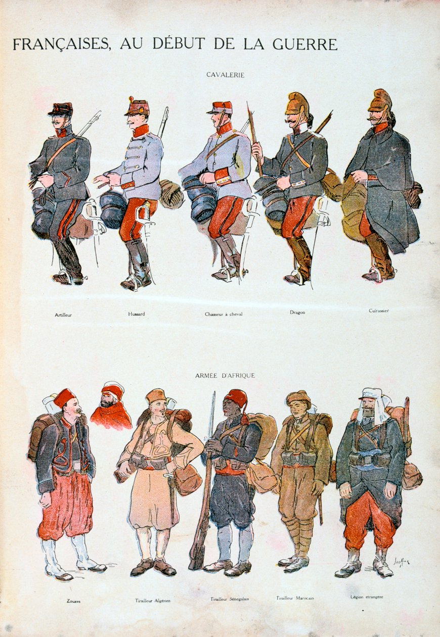 法国军队制服，第一次世界大战，1914年 作者 不明