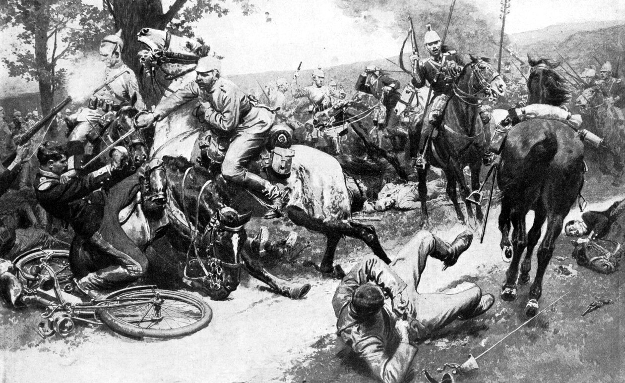 法国骑兵袭击德国军队，第一次世界大战，1914年 作者 不明