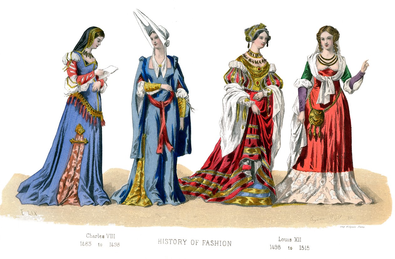法国服装：查理八世，路易十二，1882年 作者 不明