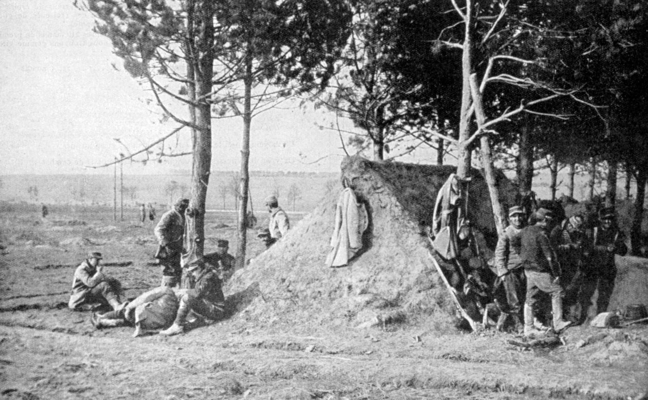 法国士兵在战斗后休息，法国香槟地区，第一次世界大战，1915年 作者 不明
