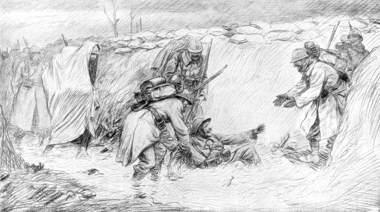第一次世界大战，1916年，1926年，法国士兵看到坠落在泥泞中的有趣一面 作者 不明