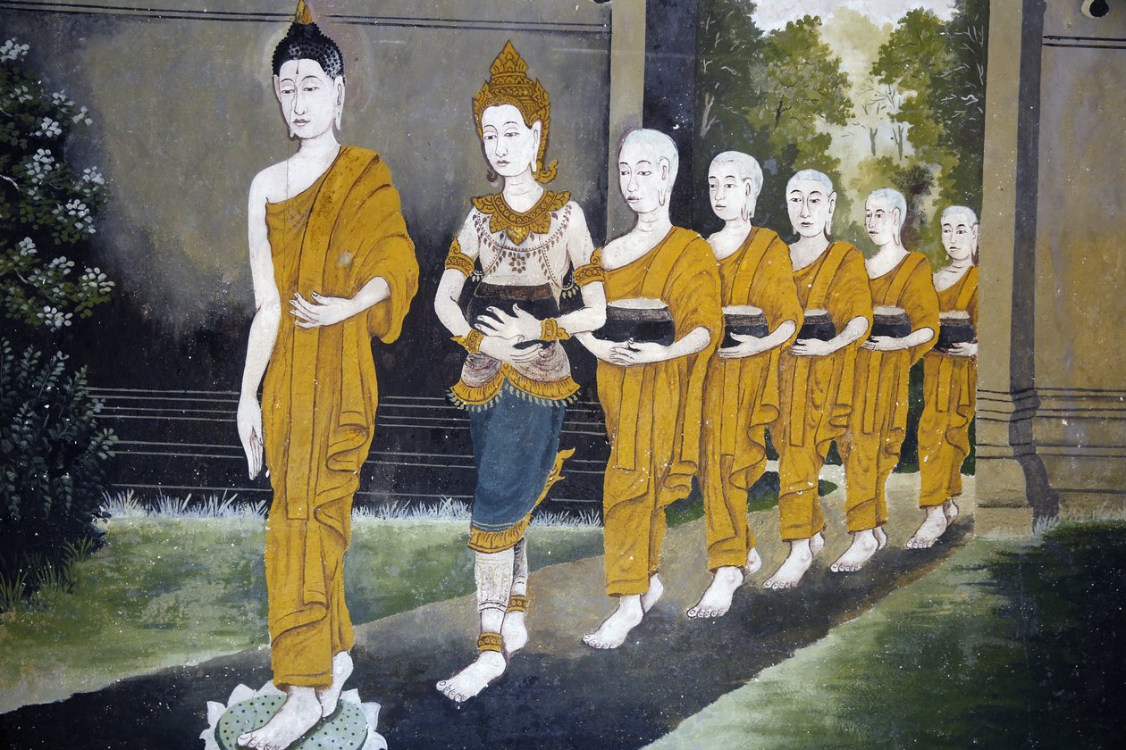 Fresco depicting a scene of the Buddha
