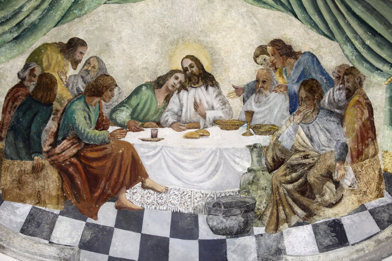 Fresco in Zollino church : The Last Supper, Zollino, Italie 作者 不明