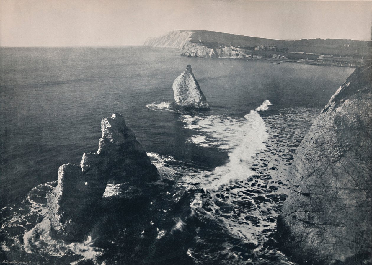 淡水湾-显示拱形的岩石。，1895年 作者 不明