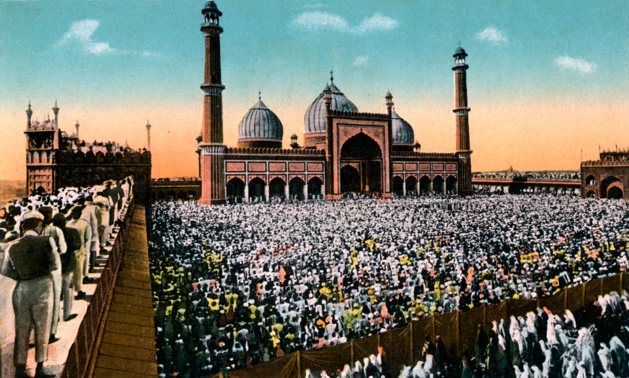 星期五祈祷，20世纪初，印度德里的贾玛清真寺（Jama Masjid） 作者 不明