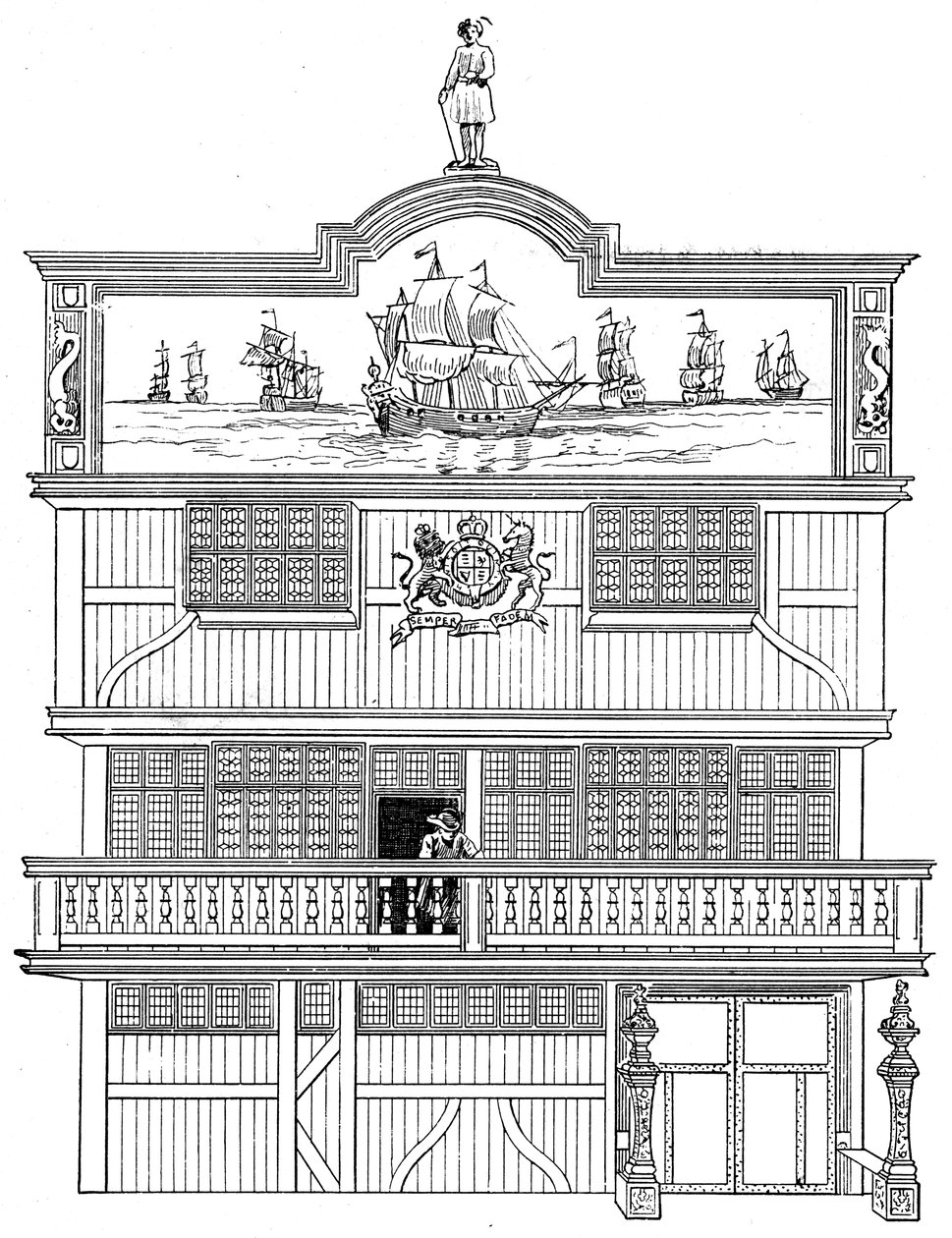 伦敦东印度老房子的正面，1894年 作者 不明
