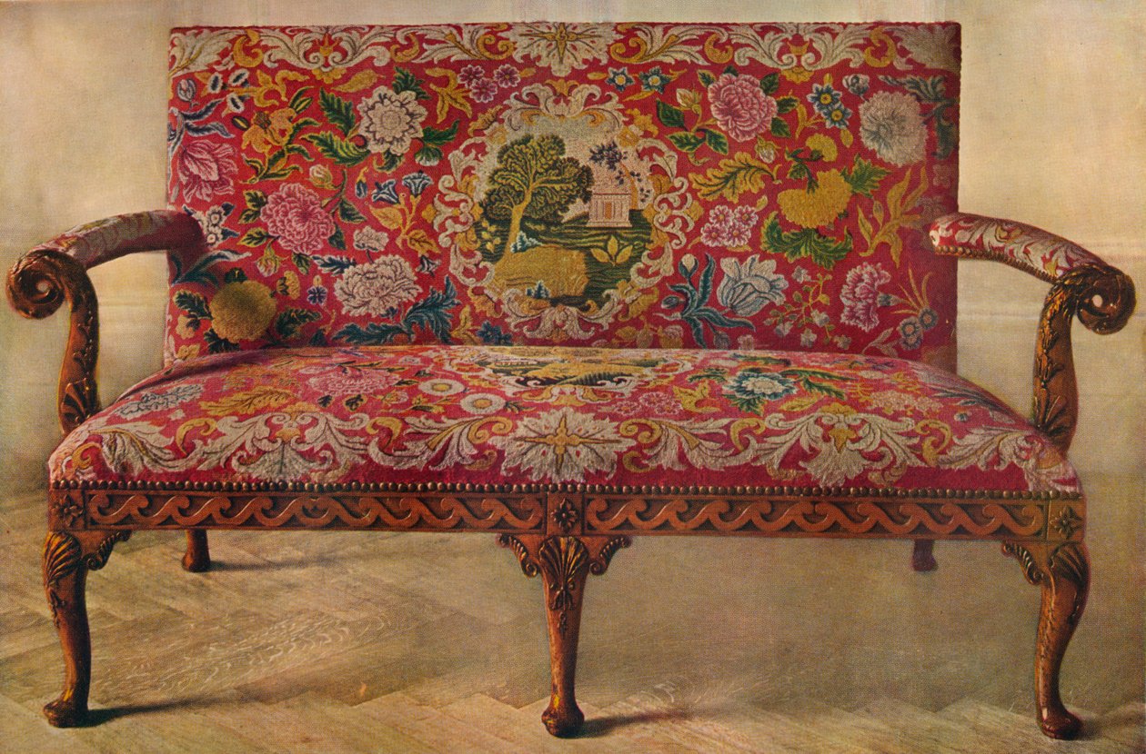 绣花果木长椅，18世纪初，1929年 作者 不明