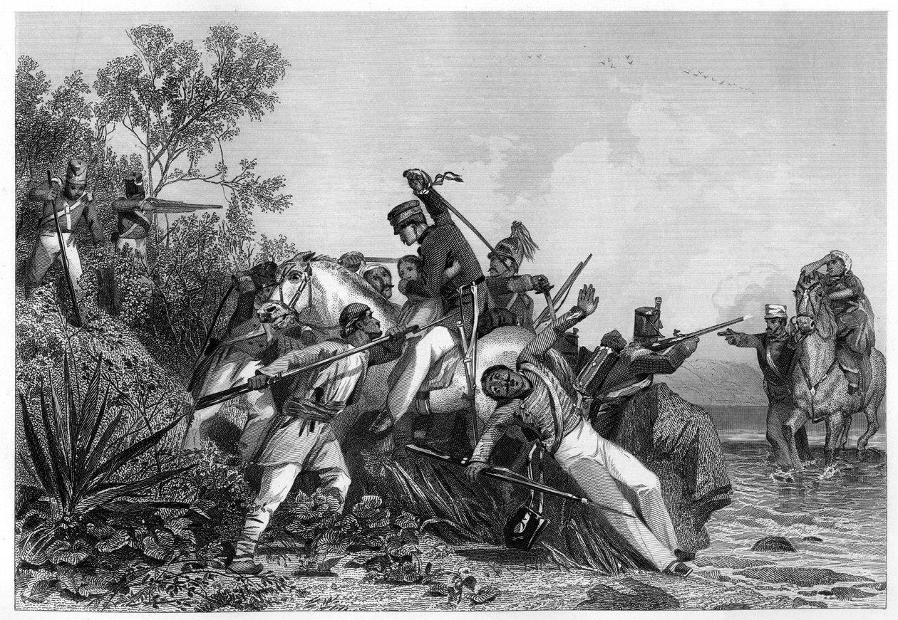 逃兵袭击的逃亡英国军官及其家属，1857年，c1860 作者 不明