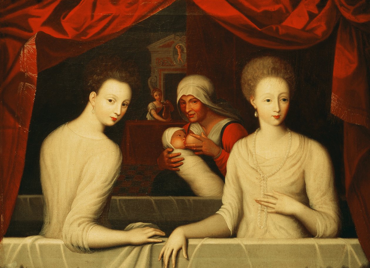 加布里埃尔·德斯特雷（GabrielledEstrées）和她的一个姐姐杜拉塞·德·比拉尔（Duchesse de Villars），16世纪末 作者 不明