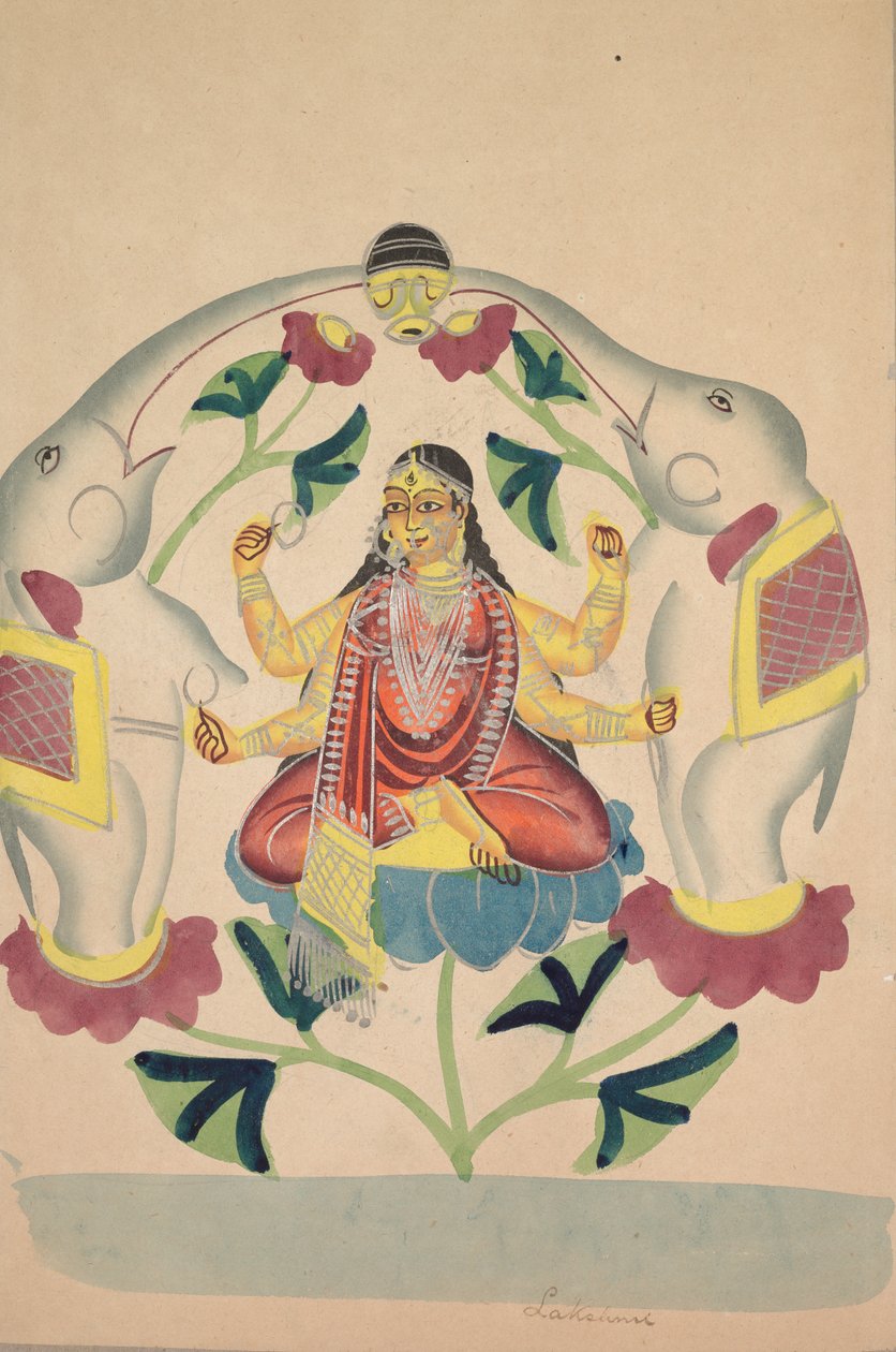 Gajalakshmi：拉克希米与大象，1800年代。 作者 不明