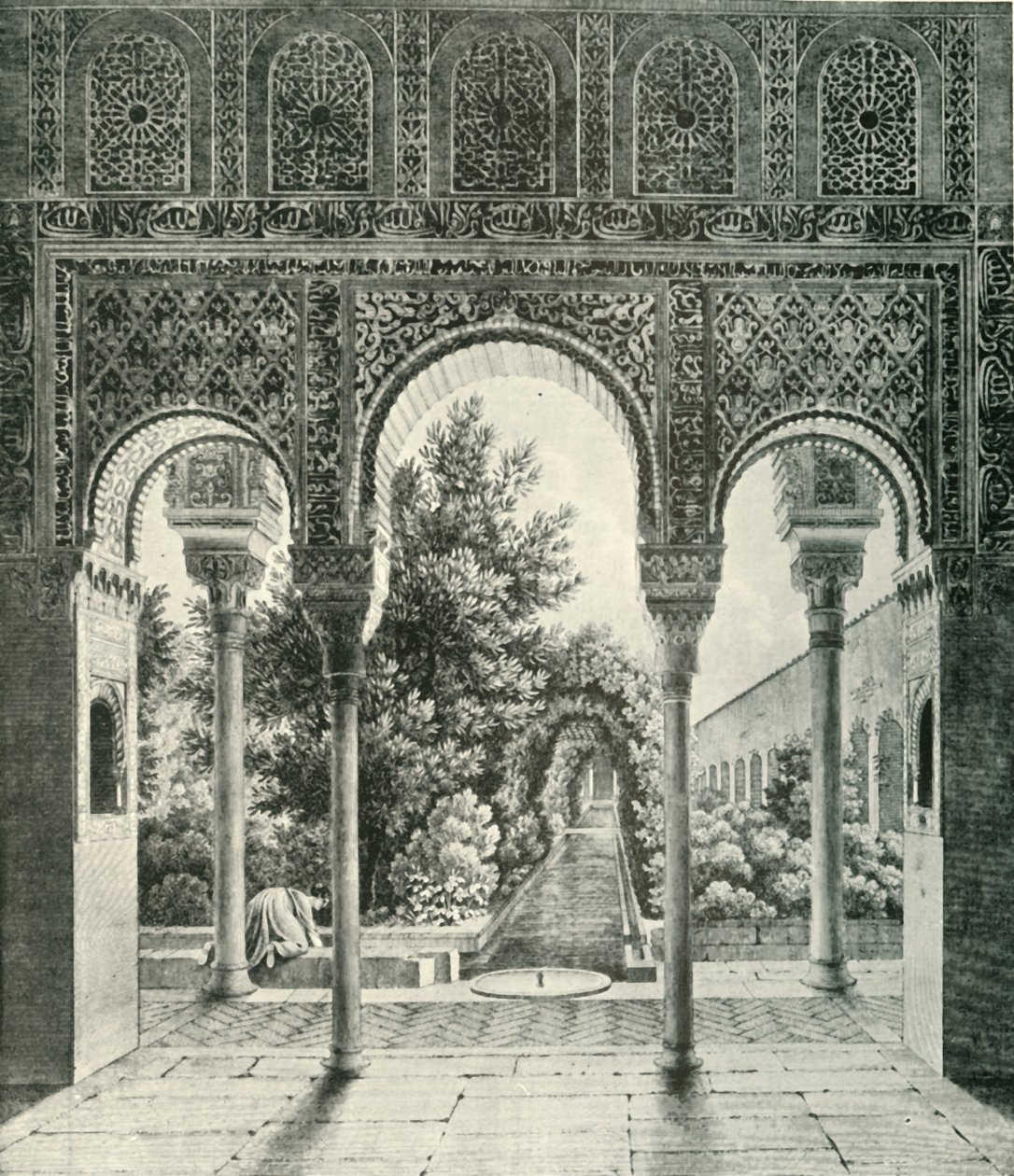 赫内拉利费宫花园，19世纪，1907年。 作者 不明