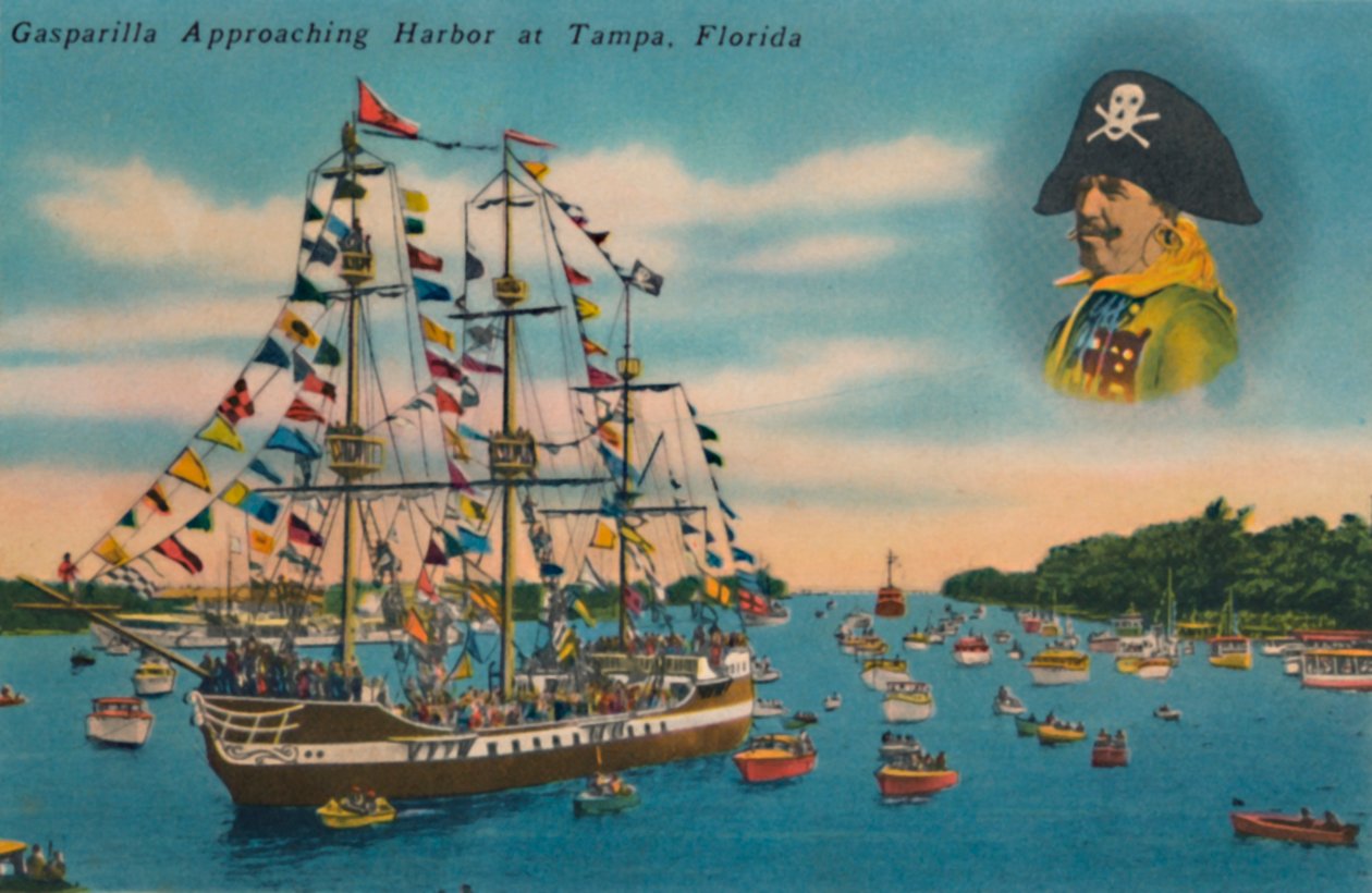 佛罗里达州坦帕市的Gasparilla Apporoaching港，建于1940年代 作者 不明