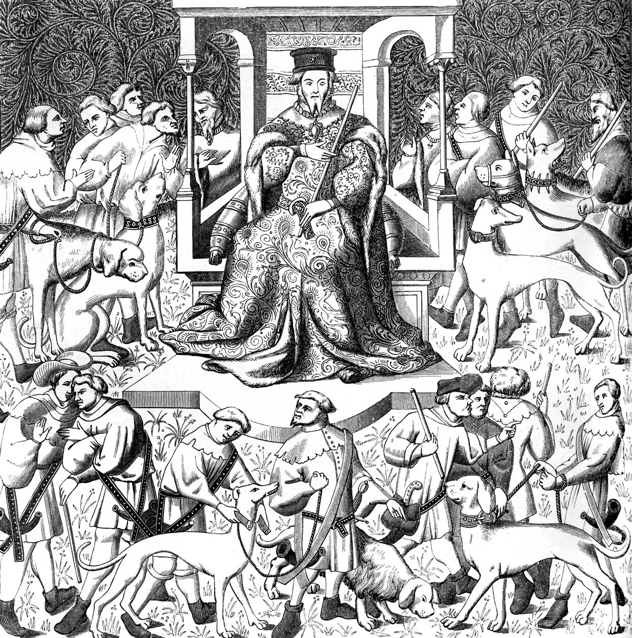 加斯顿·菲比斯（Gaston Phoebus）教授起绒艺术，十五世纪，1849年 作者 不明