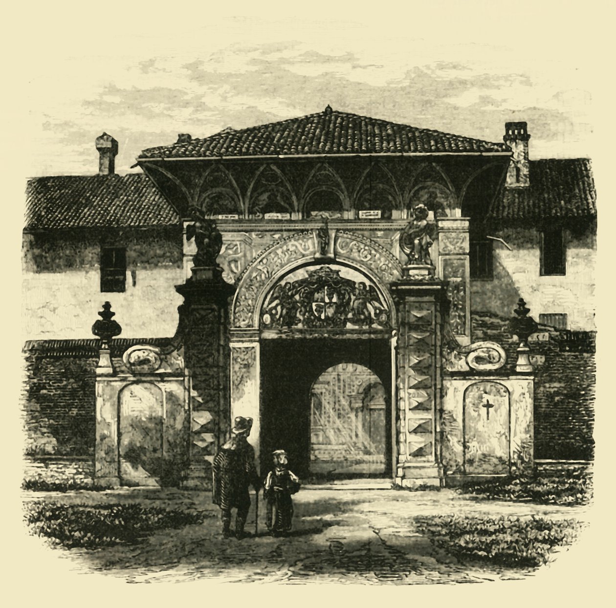 Certosa的大门，帕维亚，1890年。 作者 不明