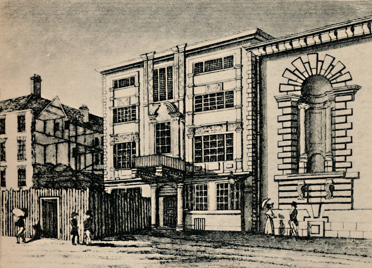 邮政总局，大约1793年-显示与劳埃德咖啡馆相邻的建筑物，1928年 作者 不明