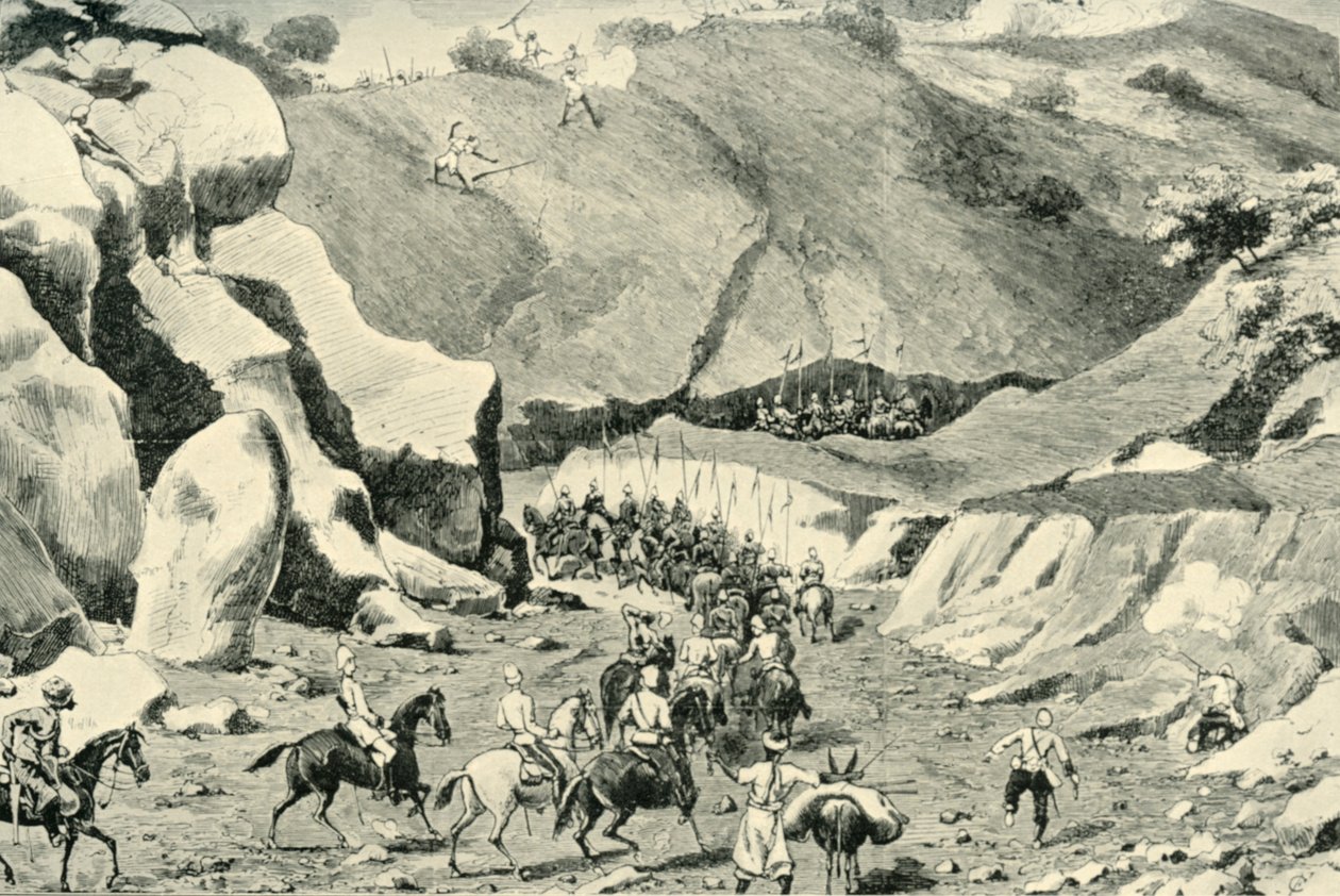 罗伯茨将军...吉尔扎伊斯（Ghilzais）在1879年9月27日的舒塔加丹山口（Shutargardan Pass）中进犯，1901年。 作者 不明