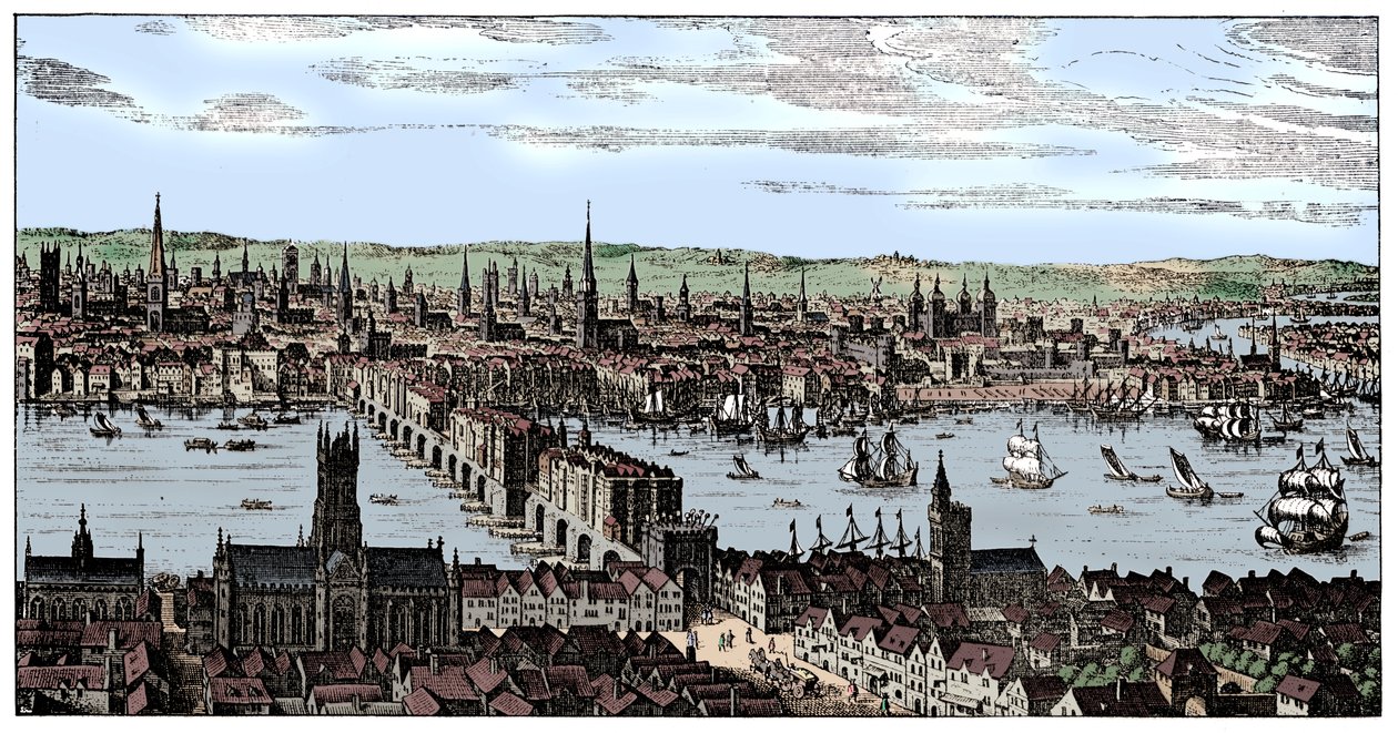 伦敦全景，1666年，1909年。 作者 不明