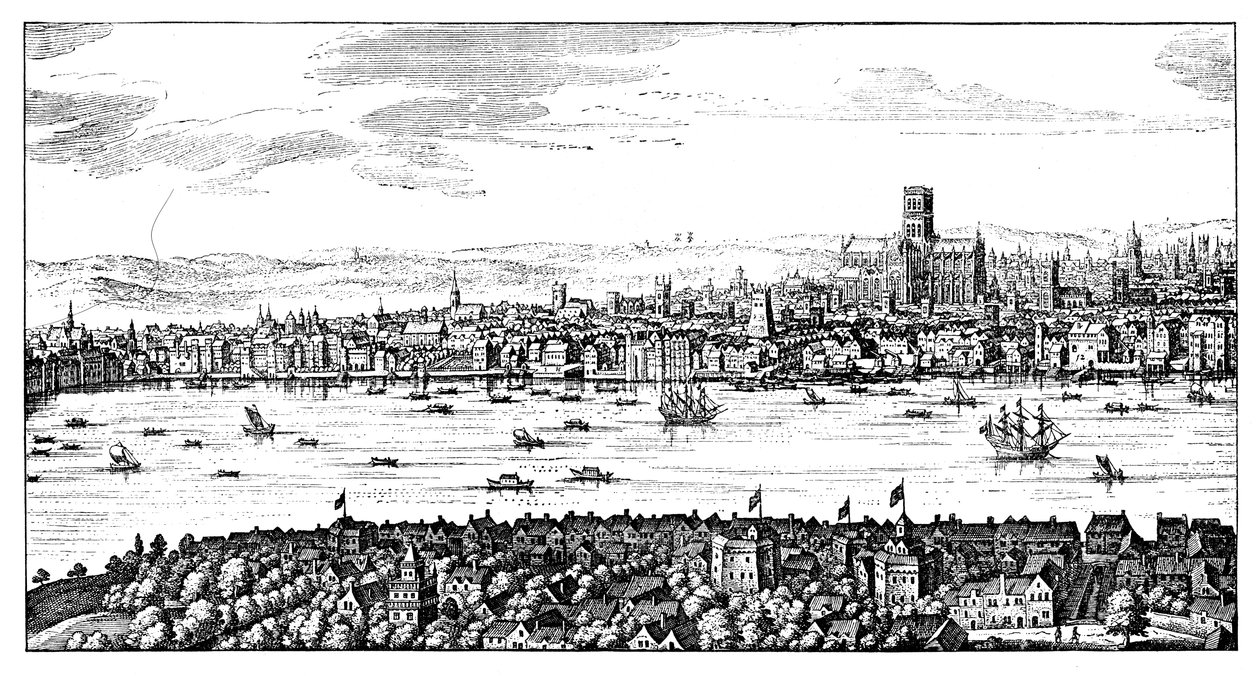 伦敦全景，1666年，1909年 作者 不明